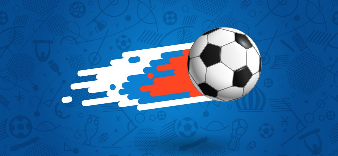 Flying soccer ball on blue background vector illustration